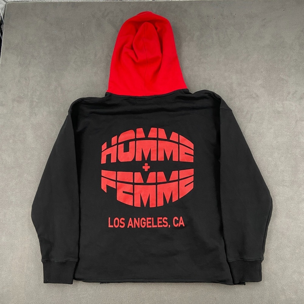 Homme + Femme Hoodie Sz Large Black Red Graphic Print Money Sex Respect Cotton